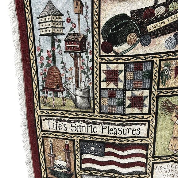 Deb Strain Life's Simple Pleasures" Tapestry Americana Folk Throw Blanket 1994 - Picture 3 of 6
